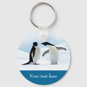 Antarctica Penguin op ijs gepersonaliseerde tekst Sleutelhanger