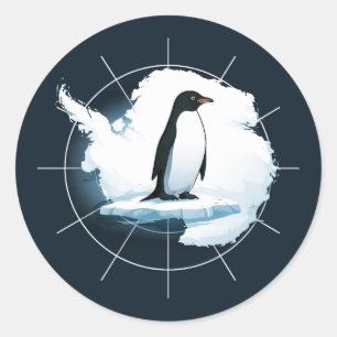 Antarctica Pinguïn Embleem – Poolreiziger Design Ronde Sticker