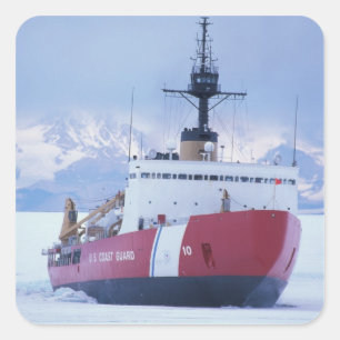 Antarctica, Ross Island, McMurdo Station, USCG Vierkante Sticker