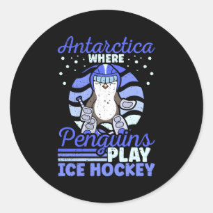 Antarctica waar pinguïns ijshockey spelen ronde sticker