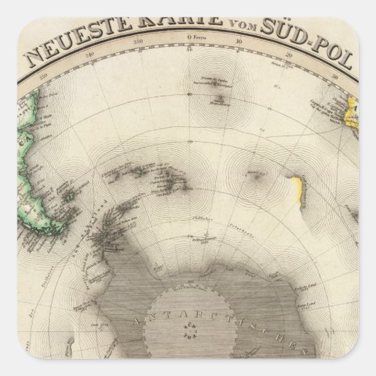Antarctica, zuidelijk halfrond vierkante sticker (Voorkant)