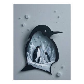 Antarctisch Papercraft-panorama Perfect Poster