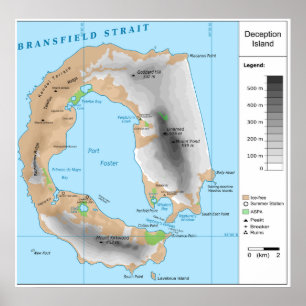 Antarctische South Shetland Map of Deception Islan Poster