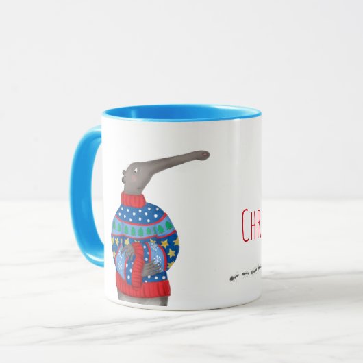 Anteater in een kerstjumpermok mok (Voorkant links)