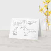 "Anteater Penguin" Custom Kleuren "Love" Kaart (Gele Bloem)