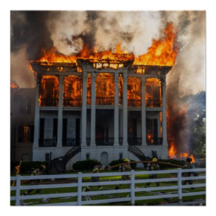 Antebellum landhuis   Brand breekt uit in Nottoway Perfect Poster