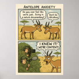 Antelope Anxiety Comic - Natuur Documentaire Humor Poster