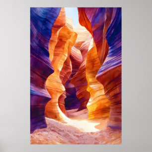 Antelope Canyon Aquarel Poster Aquarel