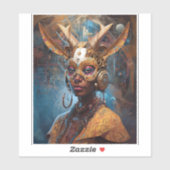Antelope Headdress Science Fiction Cyberpunk Sticker (Vel)