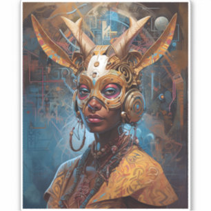 Antelope Headdress Science Fiction Cyberpunk Sticker