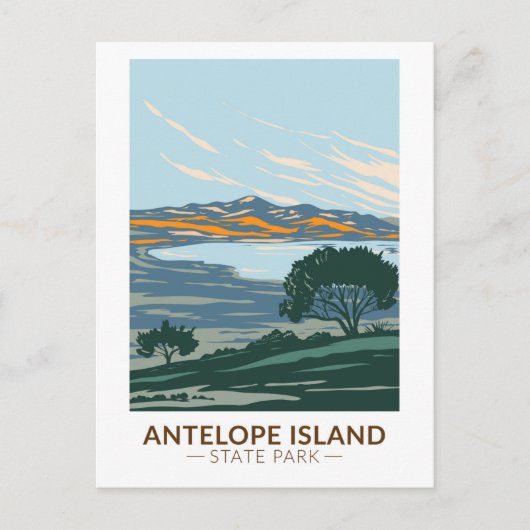 Antelope Island State Park Utah Carte postale Vint (Devant)