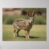 Antelope Jackrabbit staand op gras Poster (Voorkant)
