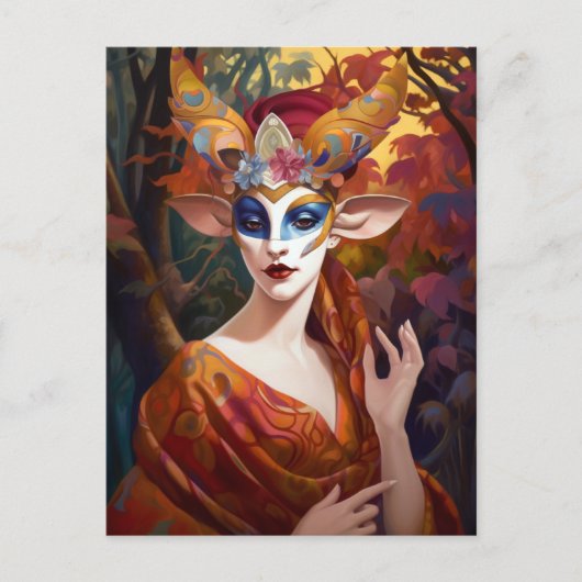 Antelope Lady Surreal Fantasy Art Briefkaart (Voorkant)