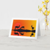 Antelopes in de zonsondergang Verjaardag Kaart (Gele Bloem)