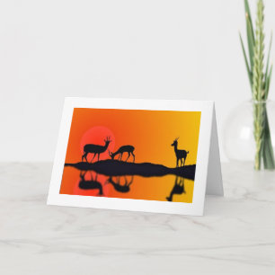 Antelopes in de zonsondergang Verjaardag Kaart