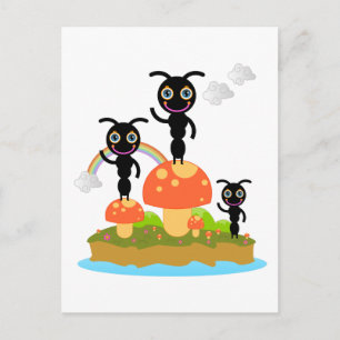 Anten en paddenstoelen briefkaart