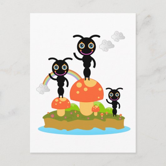 Anten en paddenstoelen briefkaart (Voorkant)