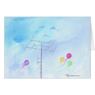 Antenne met ballonnen en vogels