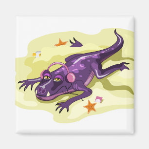 Anteosaurus zonnebaden met hoofdtelefoon. magneet