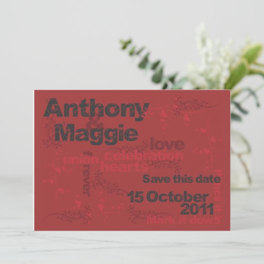 Anthony en Maggie Save the Date (Staand voorkant)