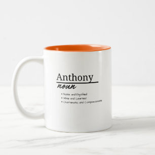 Anthony, Jongen Gepersonaliseerde Naamdefinitie Tweekleurige Koffiemok