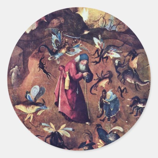 Anthony met monsters. door Hieronymus Bosch Ronde Sticker (Voorkant)