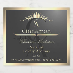 Anthraciet met gouden rand Monogram Productlabel Likeurfles Etiket