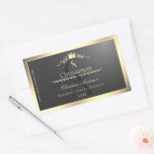 Anthraciet met gouden rand Monogram Productlabel Rechthoekige Sticker (Envelop)