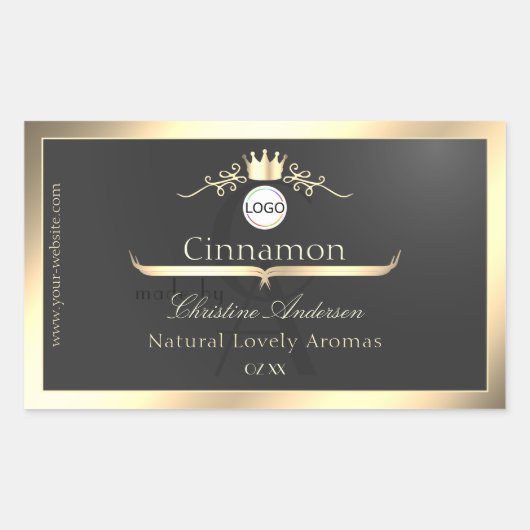 Anthracite Gold Border Logo Monogram Product Label (Voorkant)