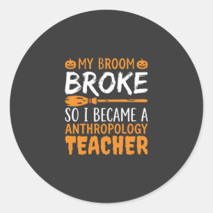 Anthropologie Docent Gebroken Bezem Halloween Ontw Ronde Sticker