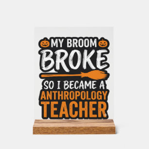 Anthropologiedocent Halloween Bezem Gebroken Acryl Bord