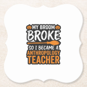 Anthropologiedocent Halloween Bezem Gebroken Kartonnen Onderzetters
