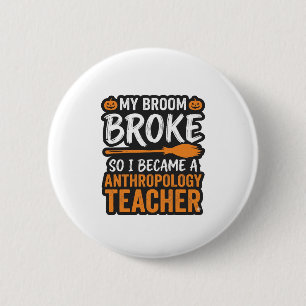 Anthropologiedocent Halloween Bezem Gebroken Ronde Button 5,7 Cm