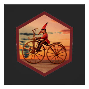 Anthropomorfe Miereneter die op een Antieke Fiets Perfect Poster