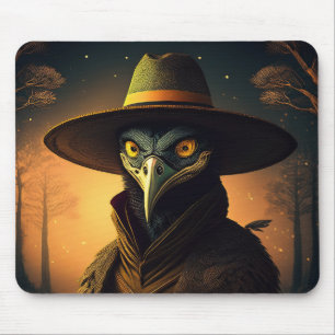 Anthropomorfe Zwarte Spreeuw Ziener In Elegante Ou Muismat