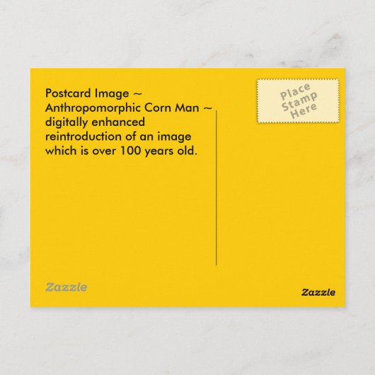 ANTHROPOMORPHE ~ ANTIQUE CORN MAN Image~ CARTE POS (Dos)