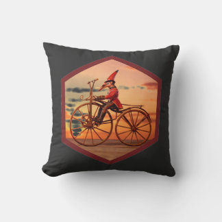 Anthropomorphic Anteater Riding an Antique Bicycle Kussen