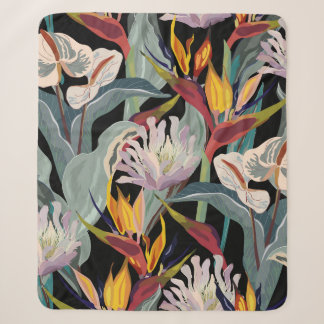 Anthurium en strelitzia naadloos patroon. sherpa deken