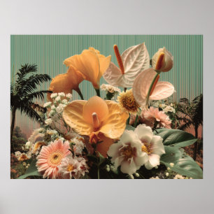 Anthurium en tropische bloemschikking poster