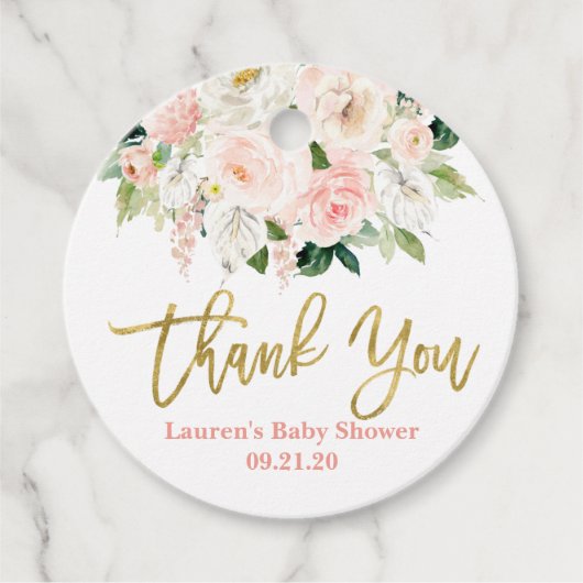 Anthurium roze en gouden bloemen bedankjes labels (Voorkant)