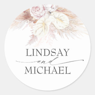 Anthuriums en Pampas Grass Elegant Exotisch Ronde Sticker