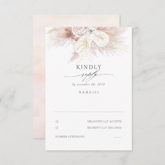 Anthuriums et Pampas Mariage Grass RSVP (Devant / Derrière)