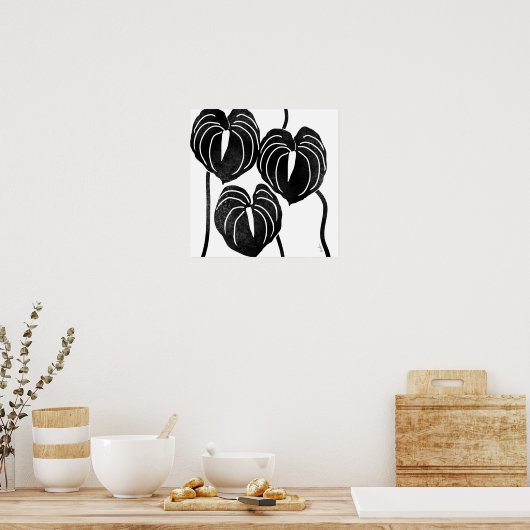 Anthuriums modernes - affiche et impression numéri (Cuisine)