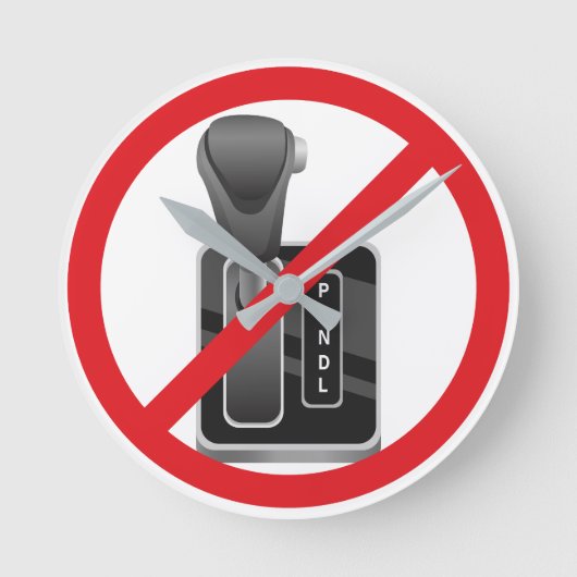 Anti-Automatisch - Grappige Stick Shift Handgescha Ronde Klok (Voorkant)
