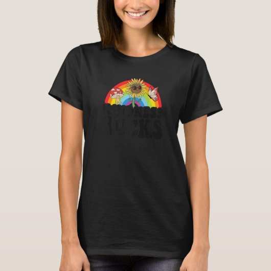 Anti Bullying Hippie Retro Teacher Rainbow Kindnes T-shirt (Voorkant)