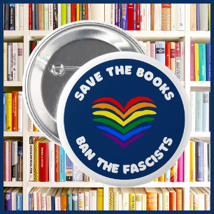 Anti-censuurboek Verbod Ronde Regenboog Hart Button 5,7 Cm