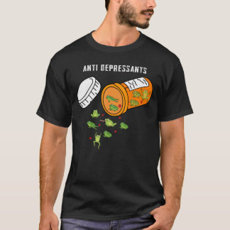 Anti-depressiva spoelen groene kikkerdieren t-shirt