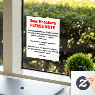 Anti-deurklokkersbord Raamsticker