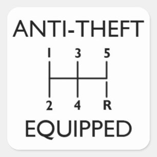 Anti-diefstal uitgerust (met stickshift) vierkante sticker