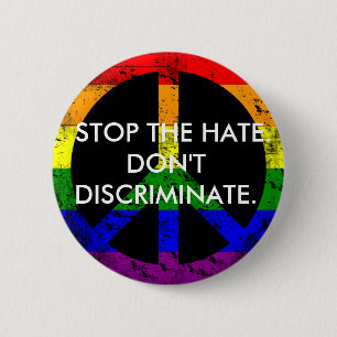 Anti Discriminatie en Gelijkheid Stop de Haat Ronde Button 5,7 Cm